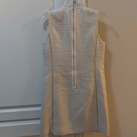 PUNCH A line Gold and Cream Over The Knee length Dress Size 4 - Picture 11 of 12